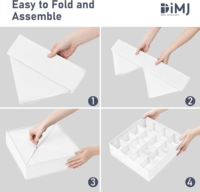 Joyoldelf Drawer Organizer 4 Pack - 2 x 24 Cell + 2 x 16 Cell Closet Organizers and Storage Dividers for Socks, Handkerchiefs, Ties, Belts (White) - Image 7