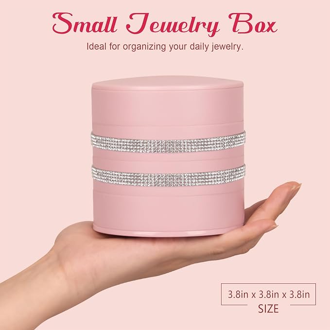 CONBOLA Jewelry Holder Organizer, Christmas Gifts Ideas for Women, Small Jewelry Storage Box Earring Holder, 5-Layer Rotating Jewelry Storage Tray with Lid for Bracelets Rings Bracelets - Image 2