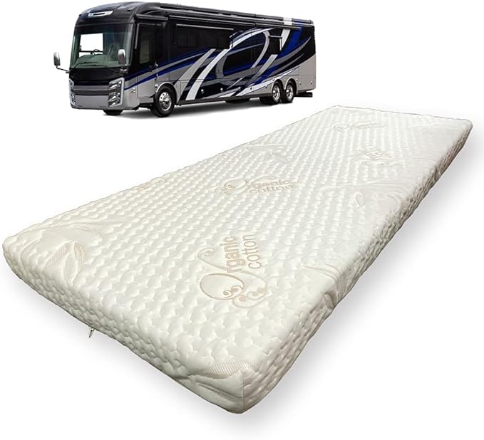Foamma 4" x 48" x 80" Memory Foam Mattress for RV with Water Resistant Organic Cotton Cover, Firm High Density Foam Base, USA Made, CertiPUR-US Certified