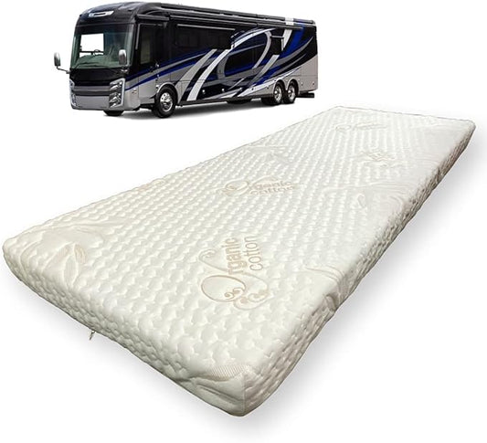 Foamma 4" x 48" x 80" Memory Foam Mattress for RV with Water Resistant Organic Cotton Cover, Firm High Density Foam Base, USA Made, CertiPUR-US Certified