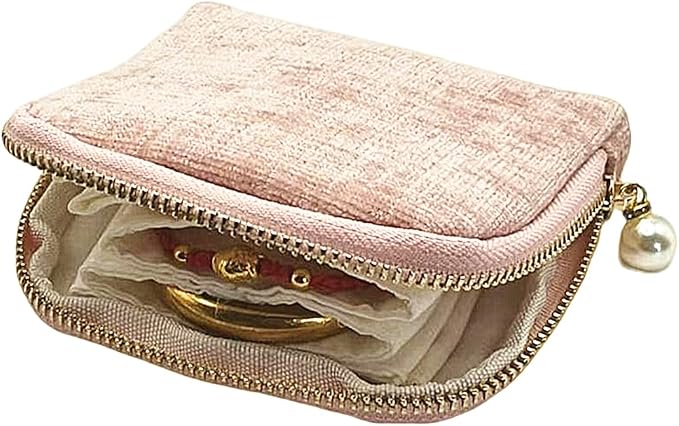 Small Travel Jewelry Case - Jewelry Travel Organizer Bag with Tassel Zipper for Bracelets, Necklaces, Bangles, Jewelry Organizer Storage Bag Gift for Women Girls - LJB002-Pink - Image 4