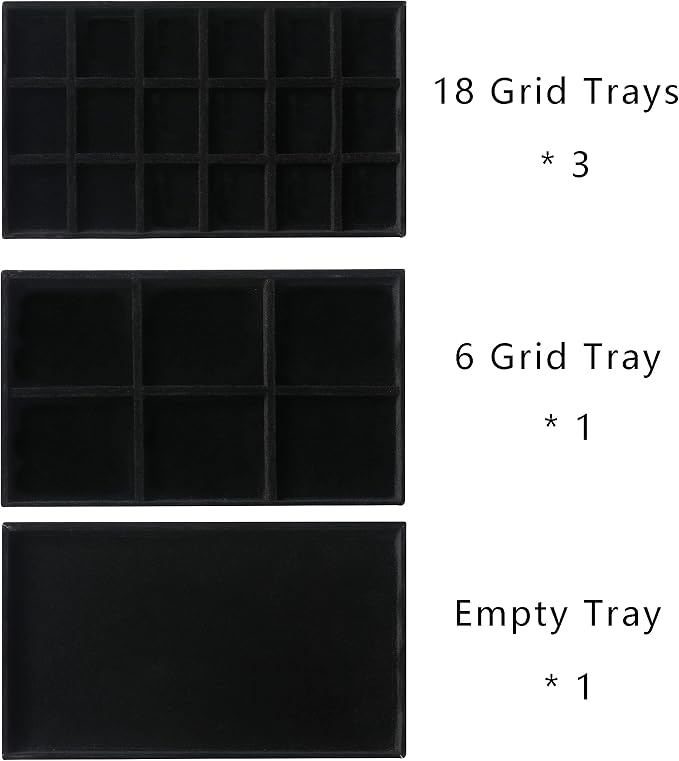 Frebeauty Acrylic Jewelry Organizer Earring Organizer Box with 5 Drawers Earring Holder Organizer with Velvet Trays Clear Jewelry Box for Women Earring Display for Rings Studs(Black) - Image 3