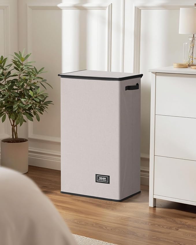 SOLEDI Laundry Hamper with Lid 100L Large & Tall Collapsible Laundry Basket, Clothes Hamper with Bag Removable Easy to Carry, Dirty Hampers for Bedroom, Bathroom, Dorm, College,Light taupe - Image 7