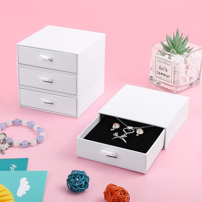 Cardboard Jewelry Boxes, 20 Pack 3.5×3.5x1Inch Jewelry Gift Boxes, Bulk Cotton Filled Small Jewelry Boxes with Lids for Necklace Ring Earring Display Box-White - Image 6
