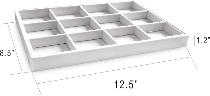Frebeauty Stackable Velvet Jewelry Organizer Trays for Drawers Inserts Jewelry Storage Tray Display Case, Stud Earrings Bracelets Necklace Rings Accessories Trays for Women(Set of 4)(White) - Image 2