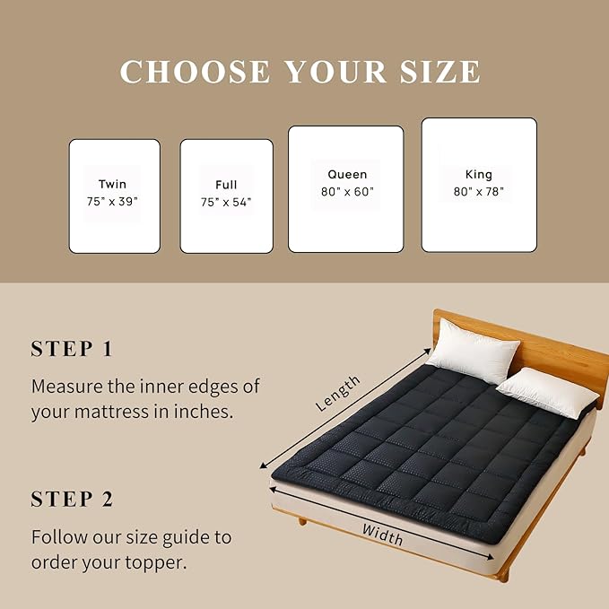 Quilted Fitted Mattress Pad, Elastic Fitted Mattress Topper Protector and Cover Stretches up to 14 Inches Deep, 4 Anchor Elastic Bands, Machine Washable (Black, King)