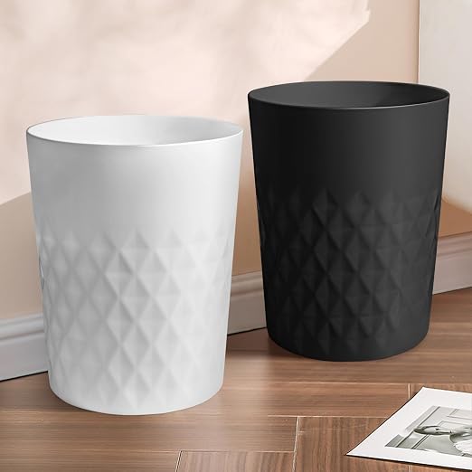 YGJT Small Trash Can, 3 Pack 1.8 Gallons Bathroom Trash Can, Slim Waste Basket, Round Garbage Can, Plastic Trash Bin for Kitchen, Dorm, Bedroom, Office, Living Room, Study, Compact Spaces(White W) - Image 6