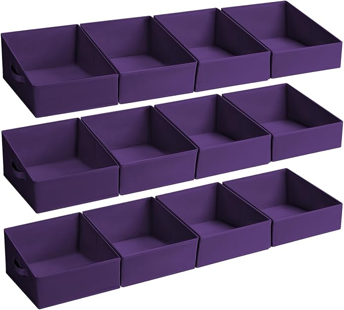DIMJ Closet Storage Bins 12 Pack - Fabric Storage Baskets for Shelves, Collapsible Clothes Organizer with Handles, Trapezoid Shelf Organization Storage Cubes for Purse, Toys, Books, Towel, Clothes by DiMJ