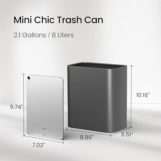 Cesun Small Bathroom Trash Can, 2.1 Gallons, Open-Top, Gray Metal, Stainless Steel, Modern, Ideal for Bathroom, Bedroom, Home Office,Toilet, Rv,Near Desk, Under Sink - Image 3