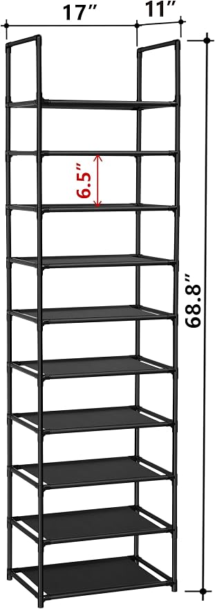 FIDUCIAL HOME 10 Tiers Shoe Rack 20-25 Pairs Sturdy Shoe Shelf - Image 3