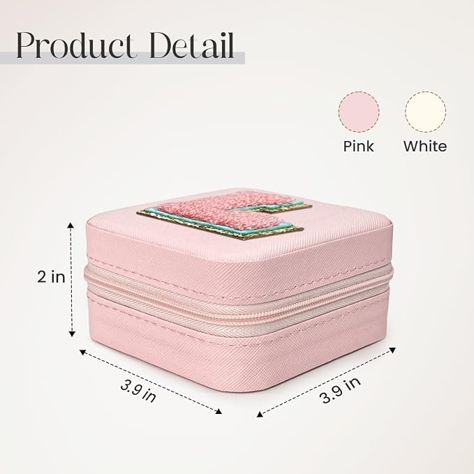 SANDJEST Personalized Jewelry Box, Pink Travel Jewelry Box with Initial L, Small Monogrammed Jewelry Case Organizer for Girls Women Teen Kids, Mini Travel Essentials Gifts for Birthday Christmas - Image 2