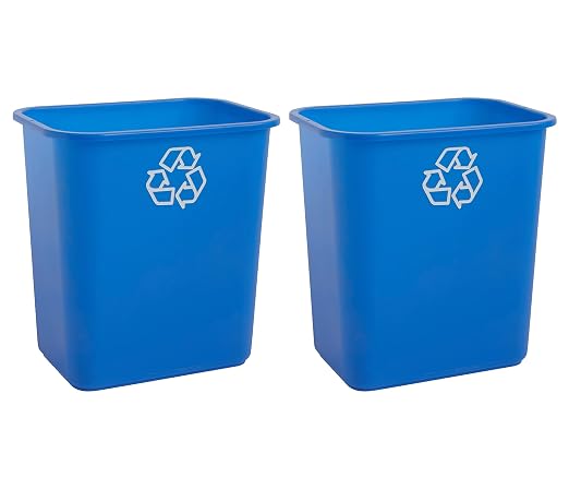 United Solutions 7 Gallon / 28 Quart Space Saving Recycling Bin, Fits Under Desk and Small, Narrow Spaces in Commercial, Kitchen, Home Office, and Dorm, Easy to Clean, (Pack of 2), Recycle Blue by UNITEDSOLUTIONS