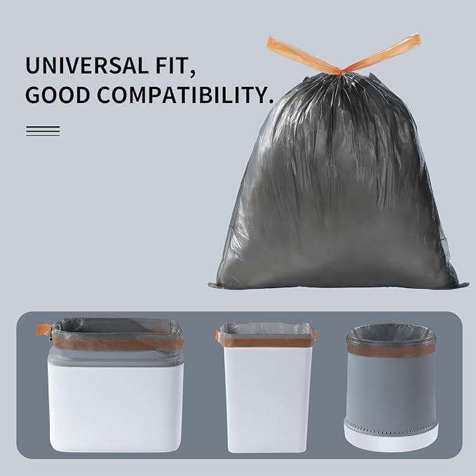 MOPALL Small Trash Bags with Drawstring, 2.6-4 Gallon Bathroom Garbage Bags, 15 Liter Black Waste Basket Liners for Bedroom, Office, Pet & Diaper Pail, Strong & Leak Proof (75 Count, 17.7" x 19.7") - Image 6