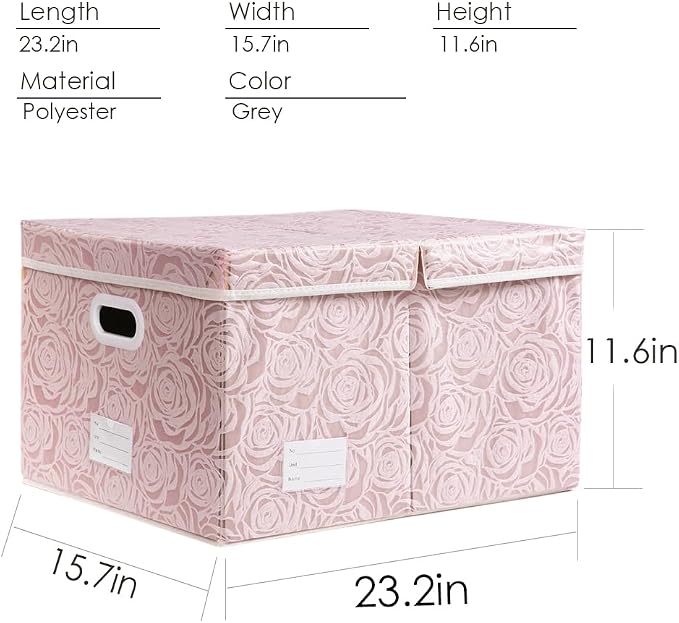 PRANDOM Jumbo Collapsible Storage Boxes with Lids Fabric Decorative Storage Bins Cubes Organizer Baskets with Cover Handles Divider for Bedroom Closet Living Room 23.2x15.7x11.6 Inch 3 Pack - Image 4