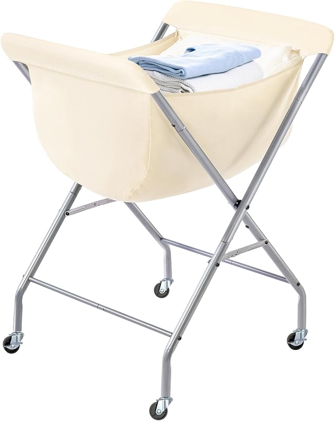 ELYKEN Laundry Cart with Wheels, 33”H Easy Rolling Laundry Hamper with Removable Liner Bag, Sturdy Metal Frame Clothes Basket with 4 Casters and 2 Brakes by ELYKEN