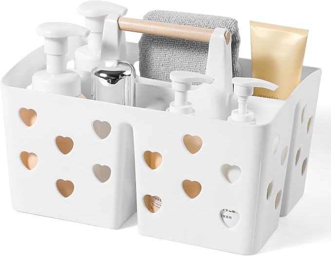 Anyoifax Portable Shower Caddy Plastic Basket Organizer Divided Bathroom Storage Tote With Handle for College, Dorm Room, Kitchen, White by Anyoifax