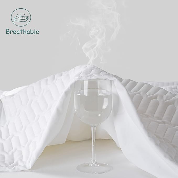Waterproof Mattress Protector California King Size, Mattress Pad Cover with Deep Pocket Fitted Up to 6"-18" Depth, Noiseless Soft Breathable Bed Mattress Cover Washable, White