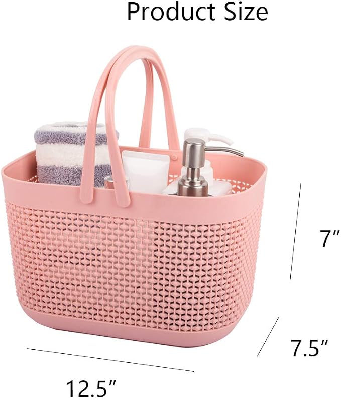 UUJOLY Plastic Organizer Storage Baskets with Handles, Shower Caddy Bins Organizer for Bathroom and kitchen (Pink) - Image 4