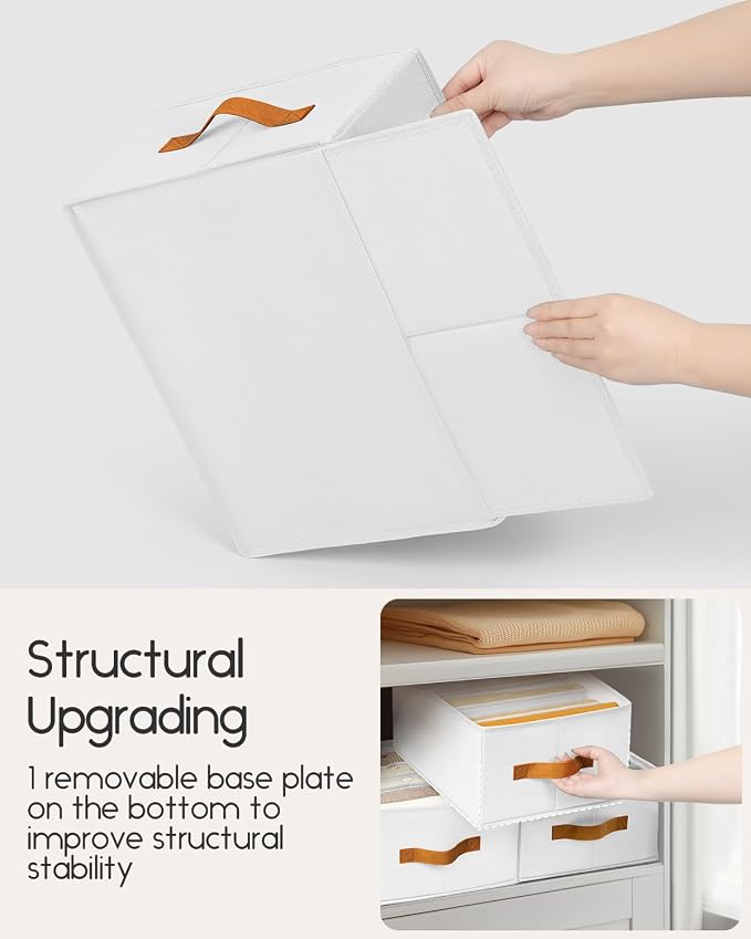 Homsorout Purse Organizer for Closet, Fabric Handbag Storage Organizer with Handles, Foldable Bag Organizer Drawer for Flat Handbags, Clothes, Towels or Pants, Closet Storage Organizer, White, 6 Pack - Image 7