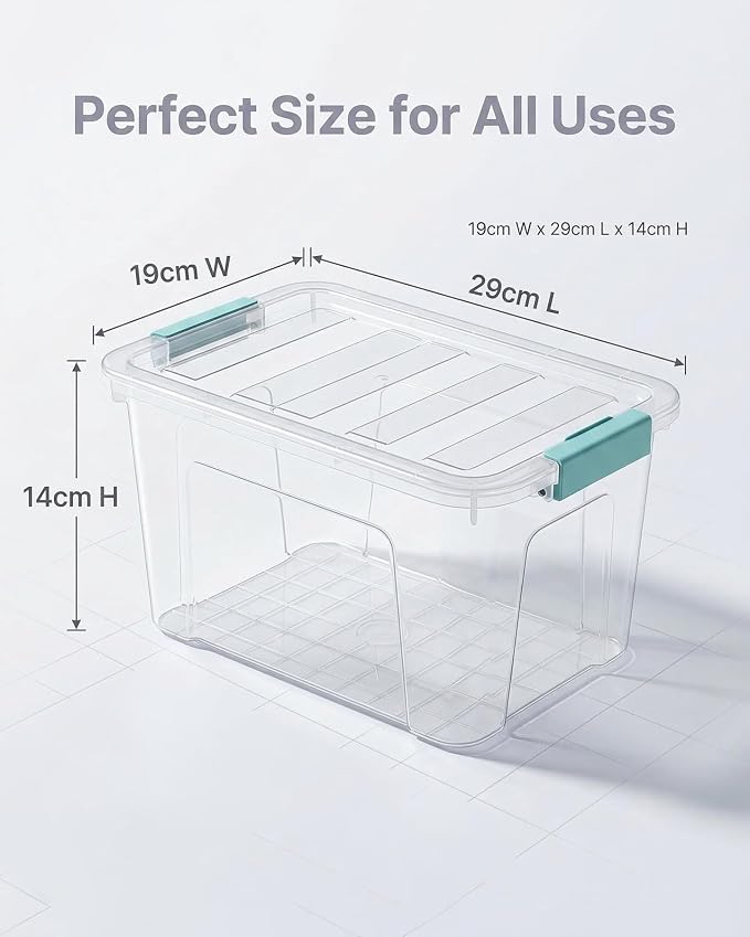 Storage Bins with Lids 6 Pack Clear Storage Containers, 7 Quart Stackable Plastic Containers with Secure Black Buckle Latch, Durable Storage Box Organizer for Pantry, Closet, Office & Classroom - Image 2