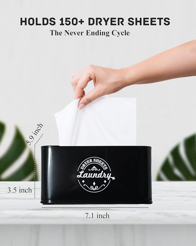 SACREDAY Dryer Sheet Holder Container for Laundry Room Organization, Farmhouse Laundry Organization and Storage, Metal Dryer Sheet Dispenser for Laundry Room Decor (Black) - Image 4