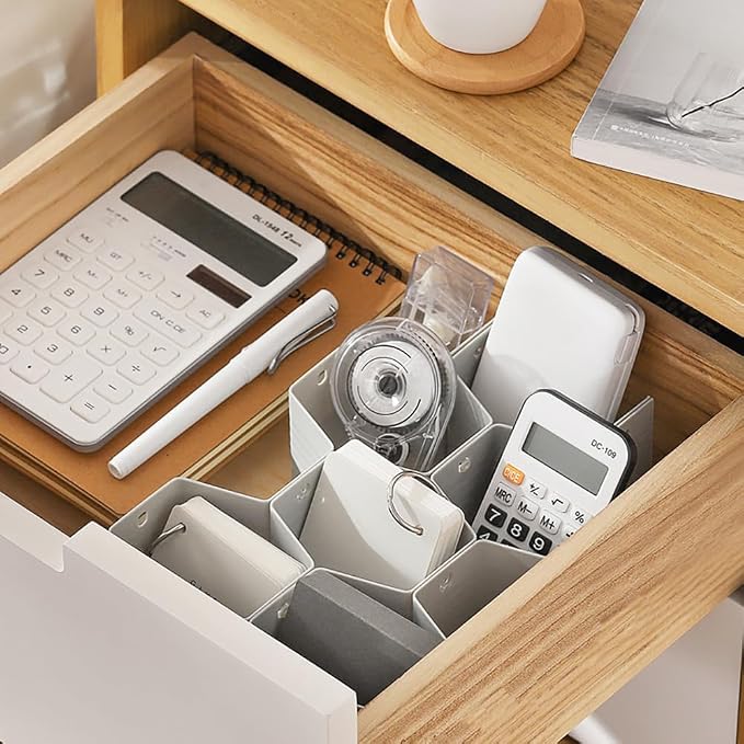 Poeland Drawer Divider Organizer Adjustable DIY Grid Honeycomb Drawer Divider for Underwear Belt Scarf Socks Gray - Image 4