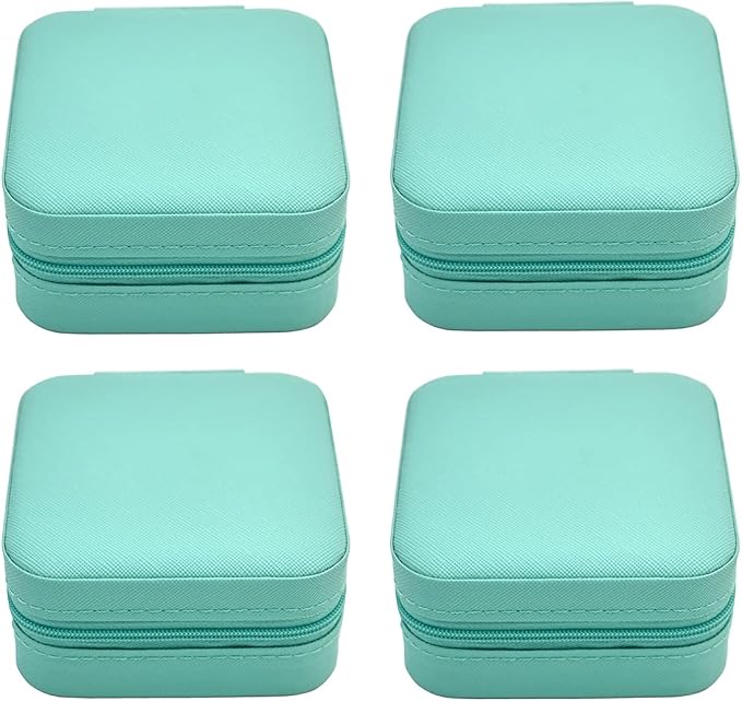 Mini Jewelry Travel Case, Small Jewelry Organizer, Portable Mini Storage Box for Rings, Earrings, Necklaces, Gift for Mother Mom, Girl, Daughter, Sisters, Bridesmaids, Mother's Day Gift (Blue-4pcs) by TRODANCE