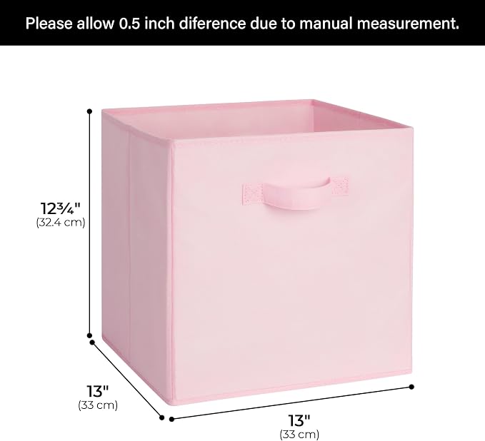 Cupic Cupid 13x13 Storage Cubes, 6 Pack Open Storage Bins with Handles, Storage Cube Organizer for Clothes and Toys, Collapsible Cube Bins for Closet, Shelves, Offices, Pink - Image 3