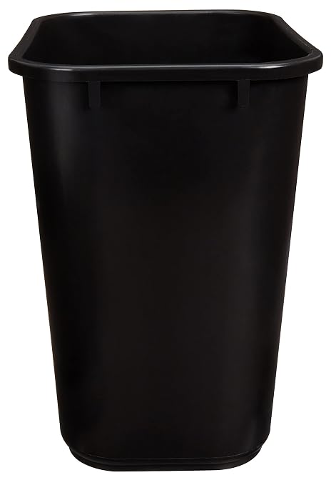 Amazon Basics Rectangular Plastic Office Wastebasket, 7 Gallon, Easy to Clean, Black, Pack of 2 - Image 5