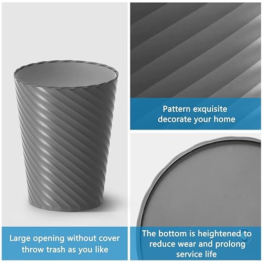 Lysam Bathroom Trash Can, 3 Pack 1.8 Gallons Small Trash Can with Trash Bags, Bathroom Garbage Can, Plastic Trash Bin, Round Waste Basket for Bath，Bedroom, Office, Kitchen, Room, Compact Space (Grey) - Image 4