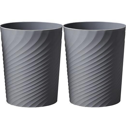 Small Bathroom Trash Can 1.8 Gallon Garbage Can Waste Basket Recycling Bin for Dorm Bedroom Office Kitchen,2 Pack Grey by HOLTPHILI