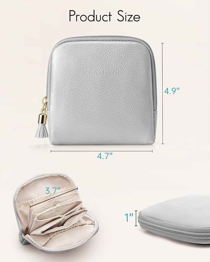 VLANDO Small Travel Jewelry Case,Jewelry Pouch Bags with Zipper,Velvet Jewelry Organizer Storage Bag for Bracelet Rings Earring Travel Essentials-Grey - Image 5