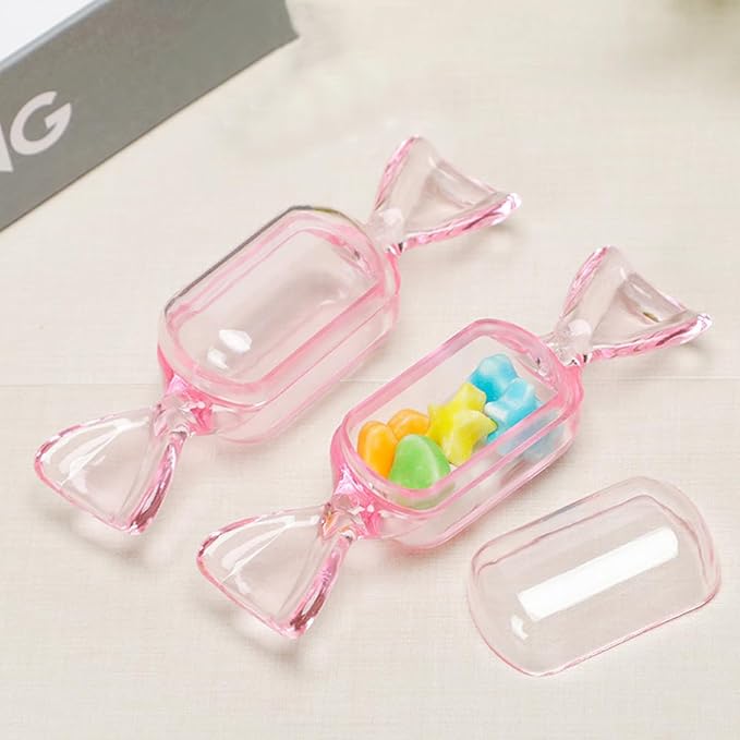 FZBNSRKO 50 Pcs Clear Candy Shaped Jewelry Box,Mini Jewelry Organizer Boxes Lovely Plastic Candy Container DIY Jewelry Accessories for Wedding Party Travel Valentine's Day(pink) - Image 3
