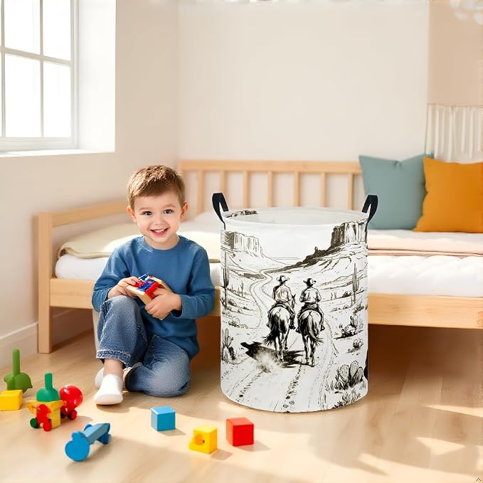 Baby Laundry Hamper kids laundry Basket Waterproof Laundry Bag for Bedroom Toy Clothes Organizer Room Décor(Cowboy) - Image 5