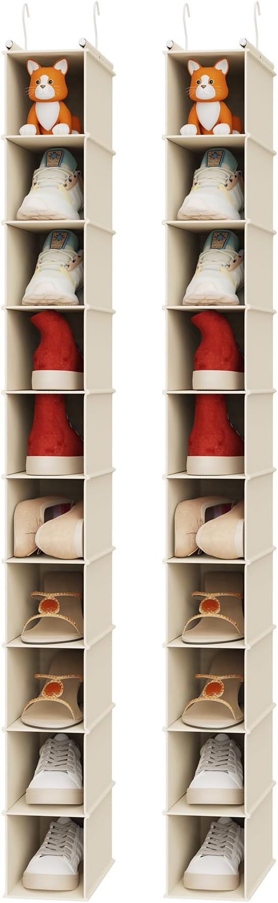 MAX Houser 10-Shelf Hanging Shoe Shelf Organizer, Hanging Shoe Storage for Closet,Pack of 2(Beige) by MAXHouser