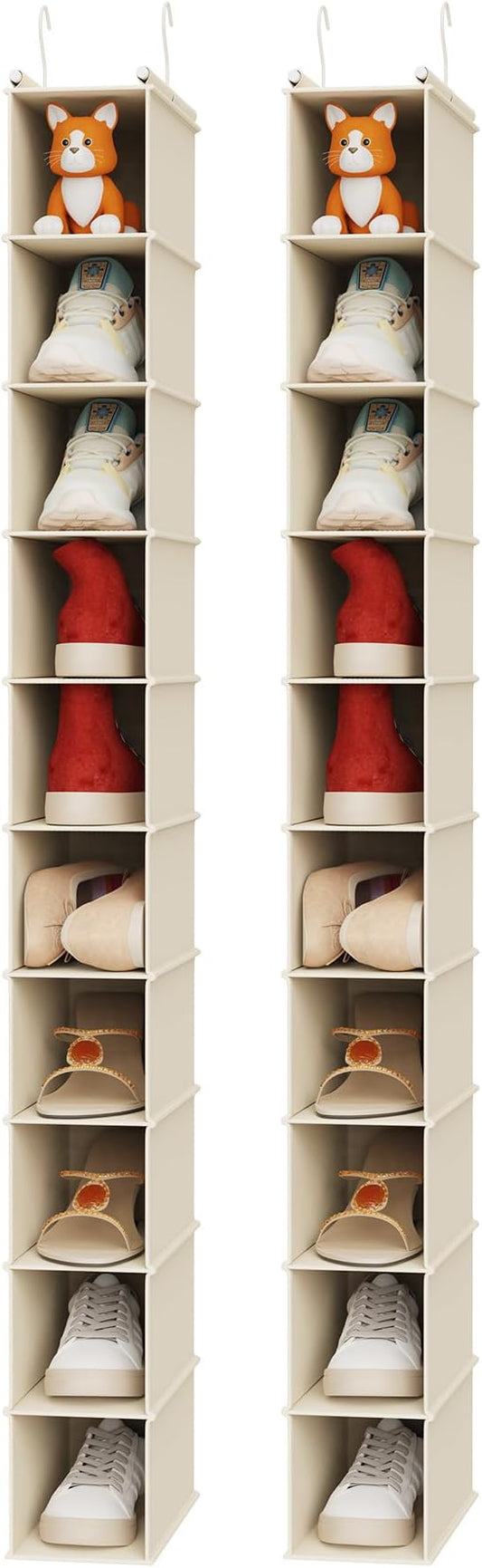MAX Houser 10-Shelf Hanging Shoe Shelf Organizer, Hanging Shoe Storage for Closet,Pack of 2(Beige) by MAXHouser