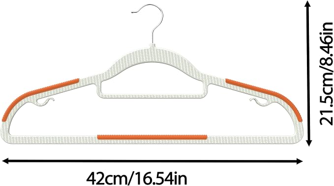 60 Pack Heavy Duty Plastic Hangers, Non Slip Clothes Hangers with Rubber Pads and 360° Hook - Thin Space Saving Hanger, Closet Organizer for Shirt, Pants, Suit, Skirt, Coat - Orange - Image 8