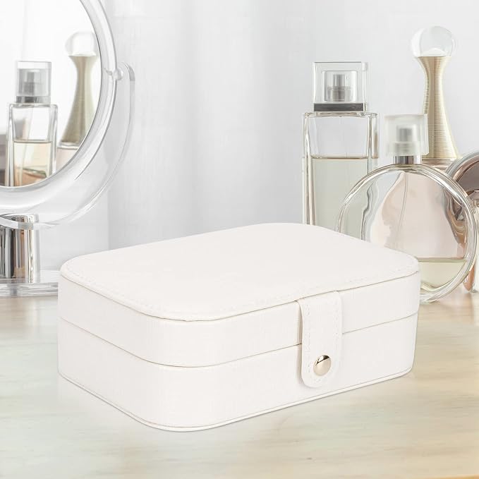 FEISCON Travel Jewelry Box, Jewelry Organizer for Girls Gift Small Jewelry Storage Box for Necklace Ring and Earrings Girls Jewelry Box/WHITE - Image 6