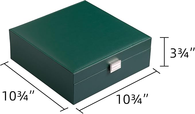 Frebeauty Earring Organizer Classic Jewelry Box 50 Slots Double Layer Jewelry Storage Case with 6 Necklace Hook and Bracelet Pocket(Blackish Green) - Image 3