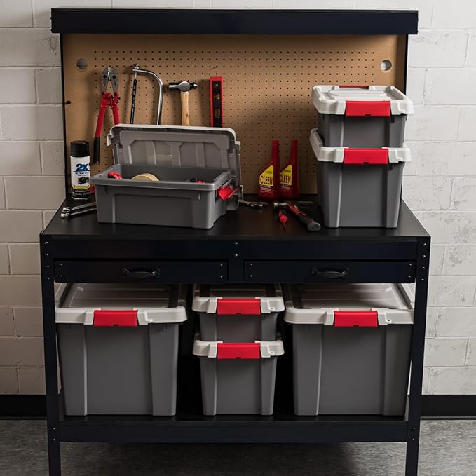 IRIS USA 20 Gallon Lockable Storage Totes with Lids, 6 Pack - Gray, Heavy-Duty Durable Stackable Containers, Large Garage Organizing Bins Moving Tubs, Rugged Sturdy Equipment Utility Tool Box - Image 2