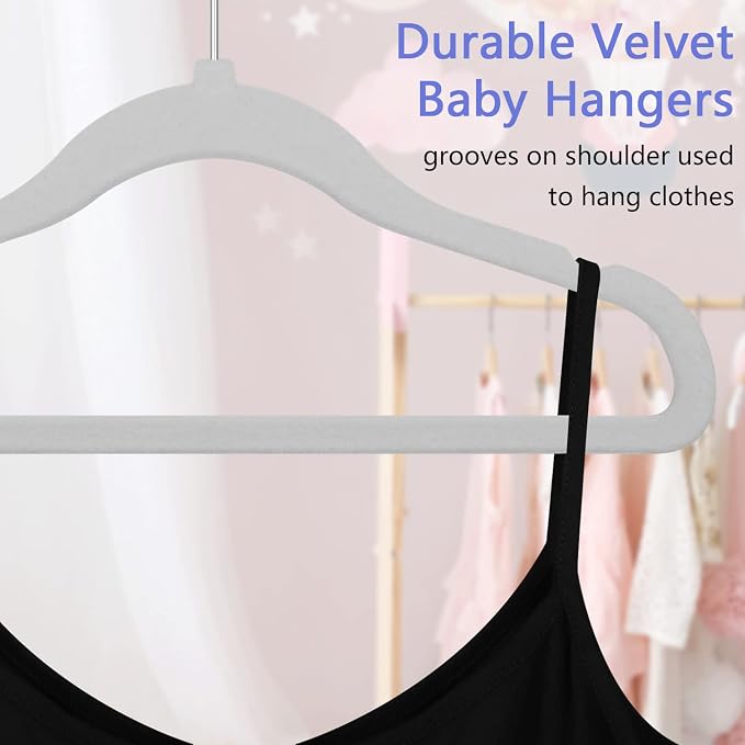 GoodtoU Baby Hangers Velvet 20 Pack Kids Non Slip Hangers Childrens Hanger for Kids Grey - Image 3