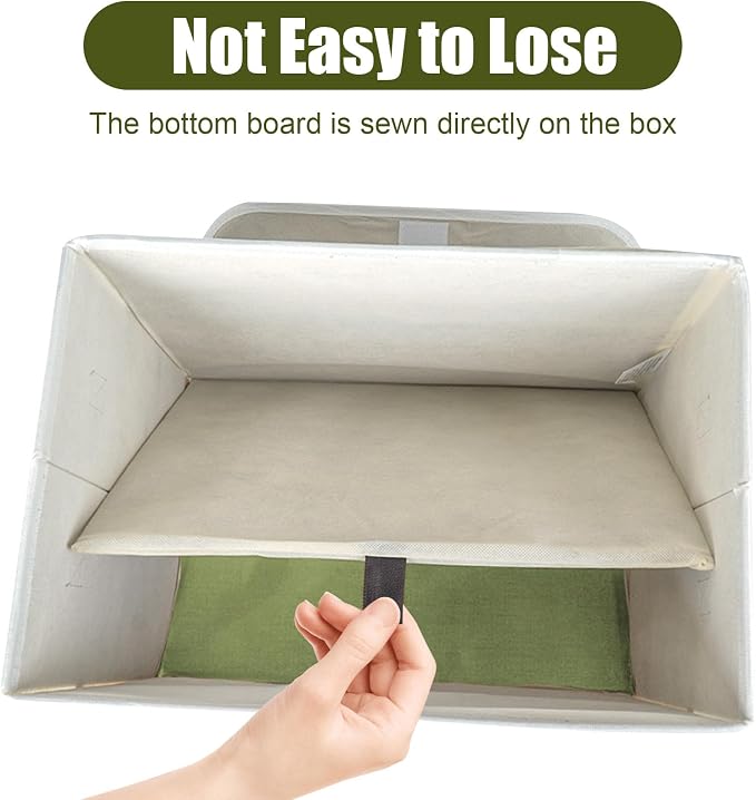 Bagnizer Large 22 Quart Linen Fabric Foldable Storage Bin Cube Organizer Basket with Flip-Top Lid & Handles, Clothes Blanket Box for Home, Office, Closet, Green & White, 4 Pack 14.6 x 9.5 x 9.5 - Image 4