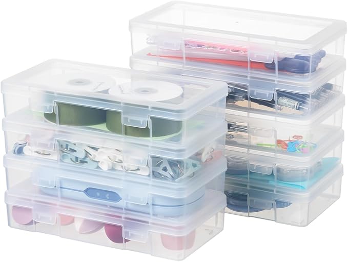 novelinks Plastic Clear Storage Containers for Organizing, Craft Storage Organizers and Stackable Storage Bins with Lids for Pencil Box, Bead, Cookie Cutter, Board Game (9 Pack Medium) - Image 2