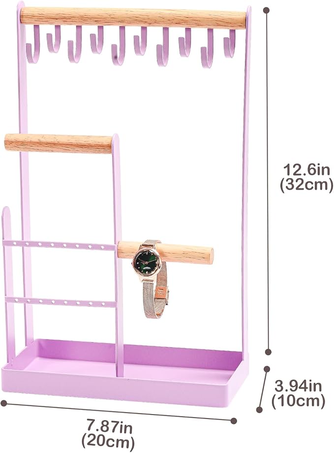 ProCase Cute Jewelry Stand, Aesthetic Jewelry Organizer for Dresser Vanity, Jewelry Holder Display for Necklaces Earrings, Gifts for Teen Girls Women, Bedroom Dorm Decor -Medium, Purple - Image 4