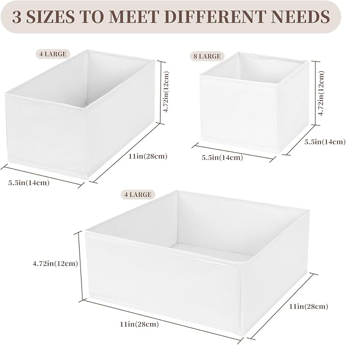 Drawer Organizer Clothes, 16 Pack Dresser Organizer Bins, Foldable Closet Organizers and Storage Fabric Dresser Bins, Shallow Drawer Dividers for Clothing, Underwears, Socks, Tie - Image 2