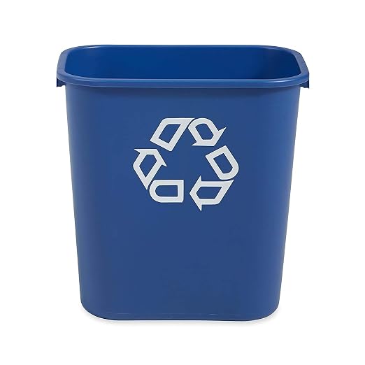 Rubbermaid Commercial Products Deskside Recycling Can, 7-Gallon/28-Quart, Blue Recycling Symbol, Plastic, for Bedroom/Bathroom/Office/Under Desk/Sink, Pack of 4 - Image 4