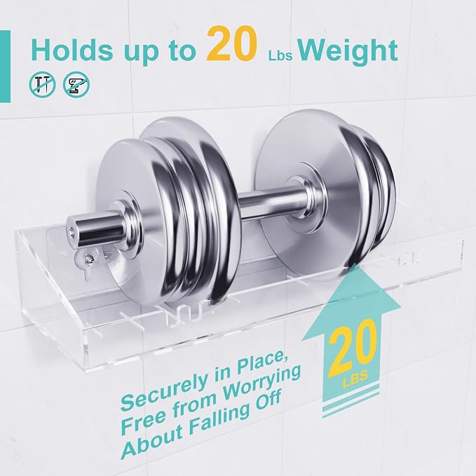 Bakzon Adhesive Shower Caddy, 5 Pack Acrylic Shower Shelves Bath Organizers With Large Capacity, No Drilling Shelves for Bathroom Storage - Image 8