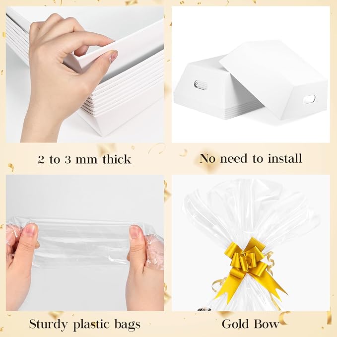 AFOROEOA 10PACK White Baskets For Gifts Empty, 10x12”Thick Kraft Gift Basket with 10 Bows 10 Bags Empty Gift Baskets for Christmas, Easter, Birthdays, Snacks, Farmers Market - Image 5