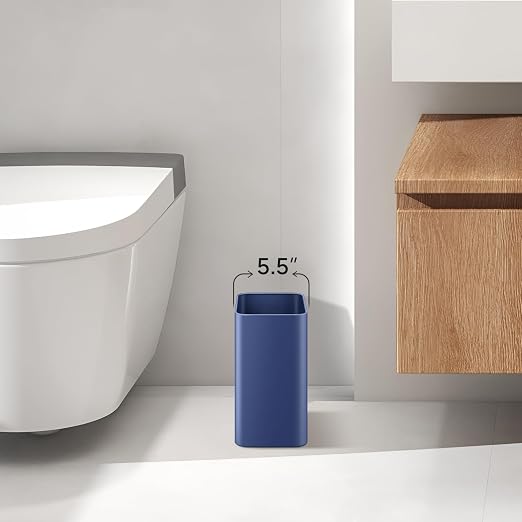 TIPGO Small Metal Trash Can, 2.1 Gallon Slim Trash Can for Bathroom, Wastebasket Garbage Bin for Bedroom, Office, Kitchen, Under Sink (Blue) - Image 3