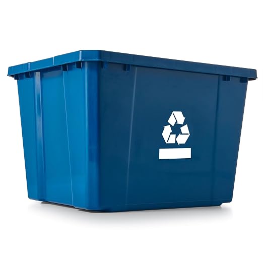 Gracious Living Medium Curbside Blue Box, Plastic 17 Gallon/64 Litre Home Trash Can Refuse and Recycling Bin Container with Built-in Handles (12 Pack) by GraciousLiving